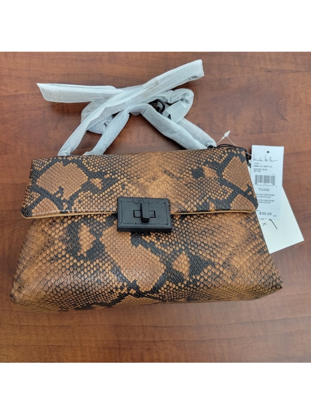 Python-Print Crossbody Bag in Brown by Unknown Brand